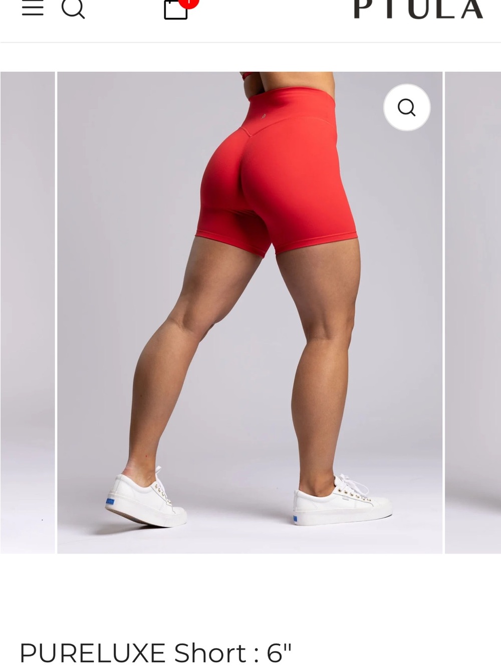 P'tula Pureluxe 6" High-Waist Red Bike Shorts - Picture 2 of 5